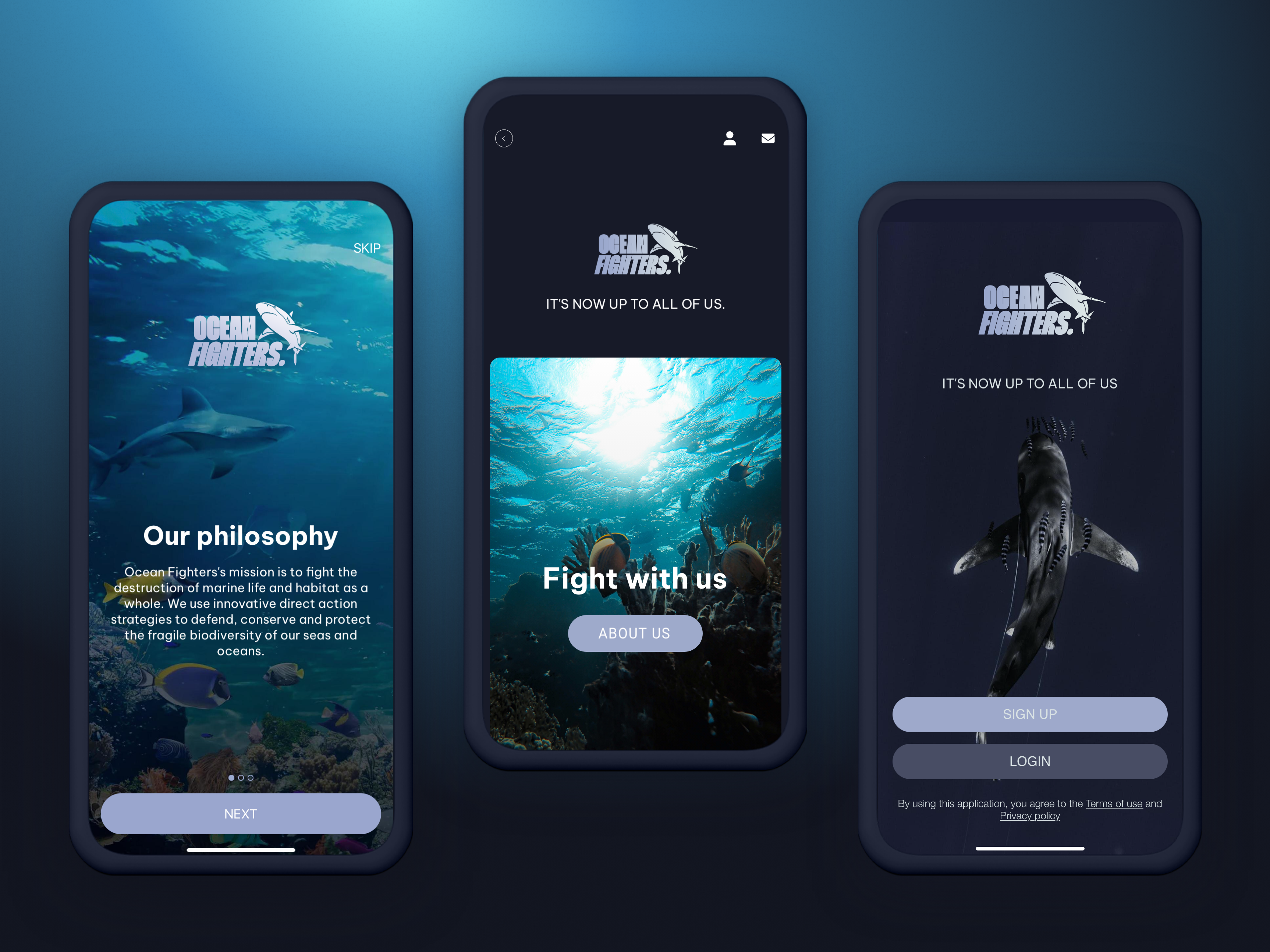 Example of Ocean Fighters - Non-Profit Mobile App for iOS and Android