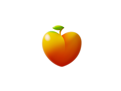 3D Peach Logo app icon branding cinema4d eat food fresh fruit glossy graphic design illustration ios logo mihai dolganiuc design realistic symbol