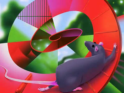 Rat imagination 2d animal character editorial illustration imagination nature neuroscience rat science
