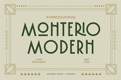 Monterio Modern Art Deco Typeface Free Download art deco borders caps deco display duo greek ligature light modern open type ornamental frames save the date small caps template type family typeface vector wedding