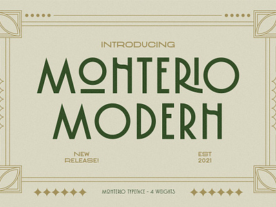 Monterio Modern Art Deco Typeface Free Download art deco borders caps deco display duo greek ligature light modern open type ornamental frames save the date small caps template type family typeface vector wedding