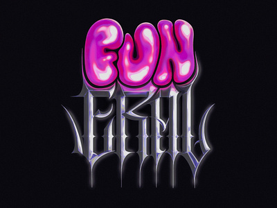 Fun-eral Handlettering 3d effect aesthetic association bubble gum calligraffiti calligraphy dark aesthetic fun funeral hand lettering lettering letters metal metal effect play procreate shiny word play writing