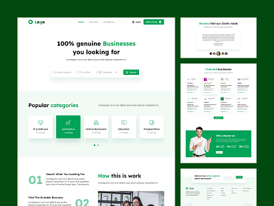 Business Directory Website business directory classified website clean modern design green color modern uiux uiux xd