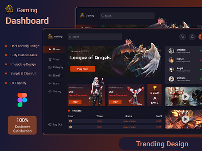 Killer Gaming Dashboard UI Design  Ui design website, Website design  inspiration layout, Dashboard ui