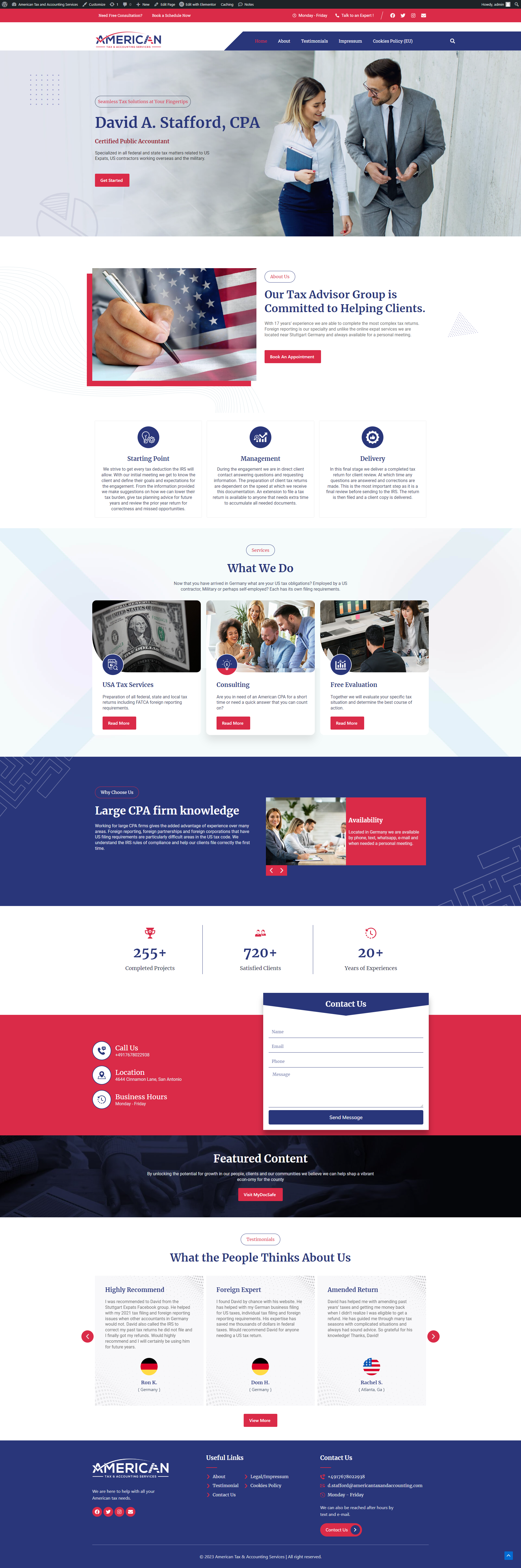 Tax Praparer Personal Portfolio Website branding design elementor front end design illustration logo ui webdesign website wordpress