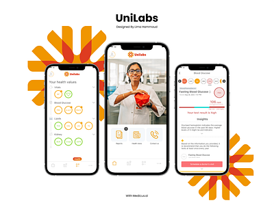UniLabs app health medical mobile ui