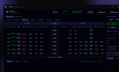 Defi Crypto Options Trading UI alternative investments crypto dark mode defi fintech trading ui ux