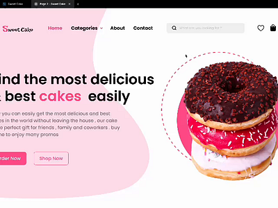 Landin Page E-Commerce(Sweet Cake) cake cart case study categories dessert diet ecommerce footer healthy cake helthy landing page online store store online ui design uiux user interfaces web design web developer wed