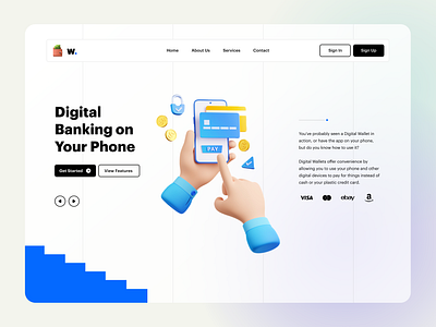 Digital Wallet Website Header UI/UX Design branding colorful design digital wallet digital wallet app dribbble graphic graphic design header landingpage payment ui ui design ui ux wallet wallet app wallet design web web ui website