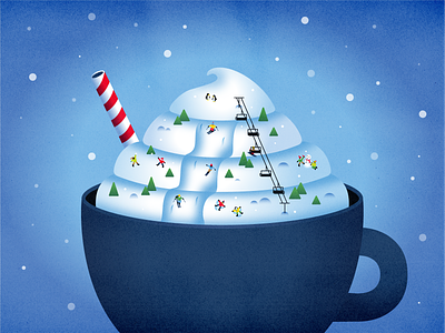 Mug Mountain Skiing christmas cute figma gradient holiday illustration illustrator new year ski skiing snow vector winter