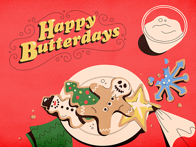 Happy Butterdays baking christmas cookies design figma gingerbread holiday illustration illustrator new year retro santa skeleton skull snow snow man snowflake vector vintage