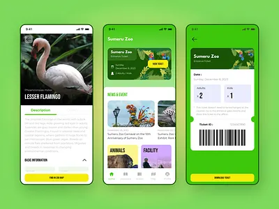 Sumeru Zoo - Mobile App UI animal app design mobile design mobile ui payment ui ticket mobile ui ui design uiux zoo app zoo ui