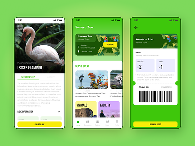Sumeru Zoo - Mobile App UI animal app design mobile design mobile ui payment ui ticket mobile ui ui design uiux zoo app zoo ui