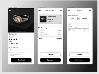 Credit Card Payment Pages app design ui ux