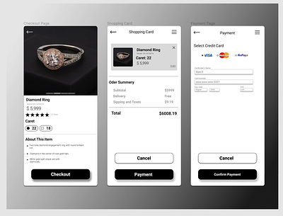 Credit Card Payment Pages app design ui ux