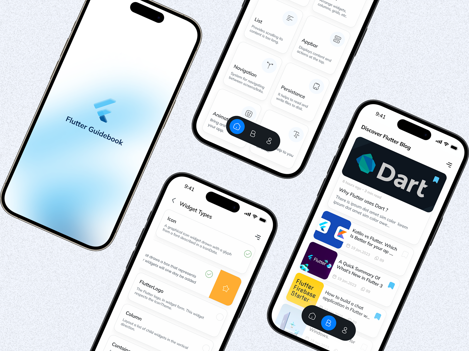 Flutter Guidebook: Flutter Learning Platform by Süeda Turgut on Dribbble