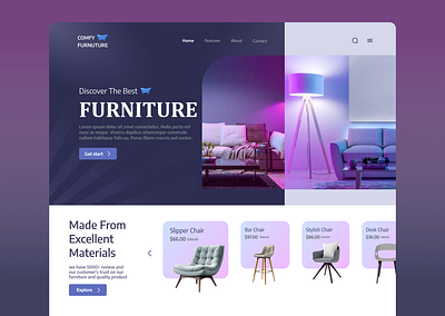 Furniture design furniture hero section home design interior design ui ux website design