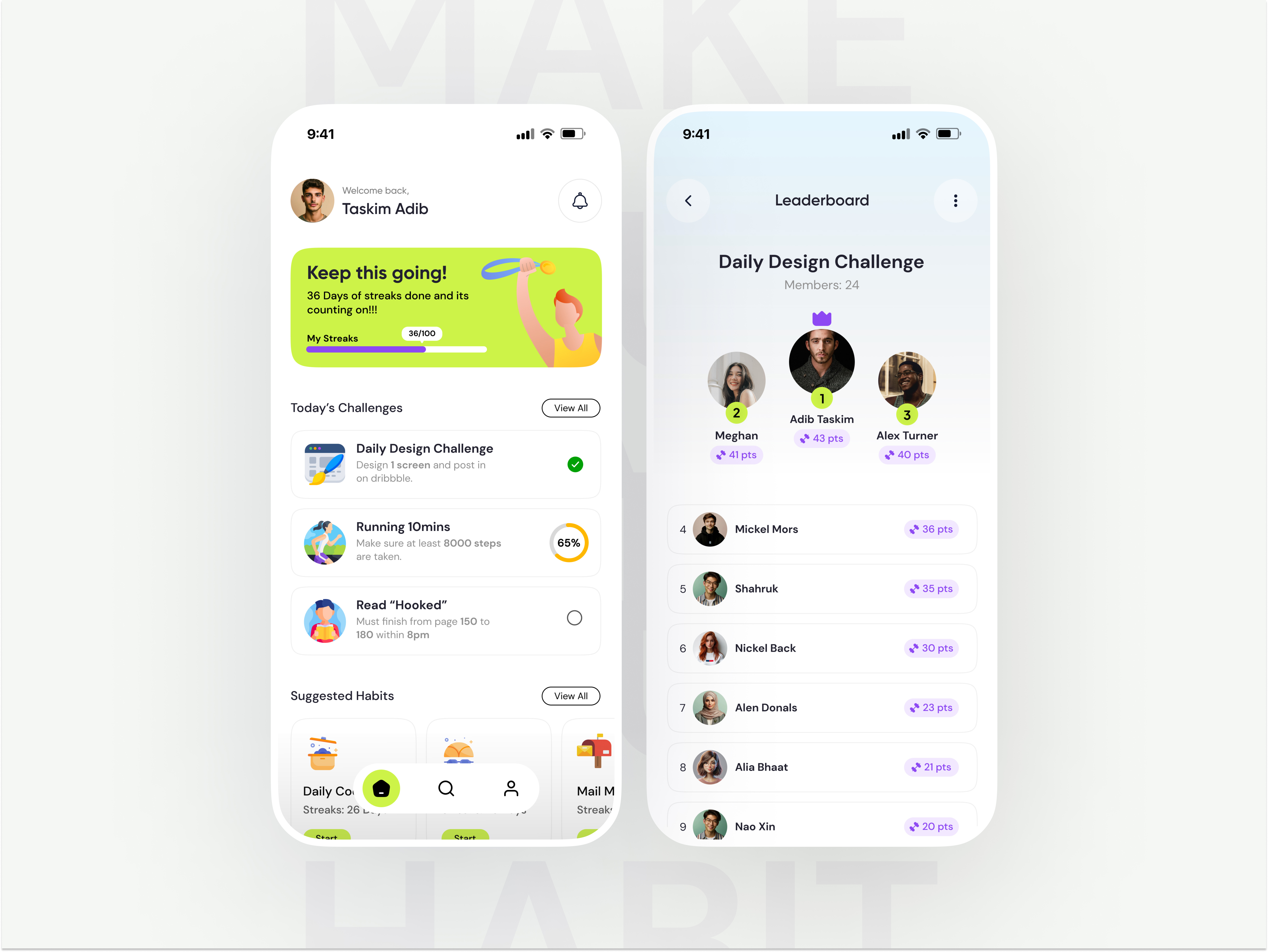Habit Tracking App app application design branding clean design habit tracker ios superdribbbs ui ui challenge