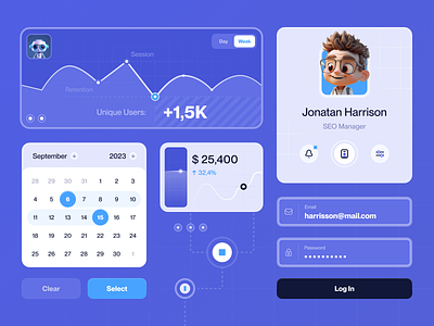 UI/UX - SEO Design System app calendar chart concept dashboard design design system illustration input interface product profile seo ui ux