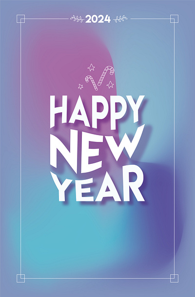 Happe New Year 2024 abstract card christmas cute design illustration newyear vector