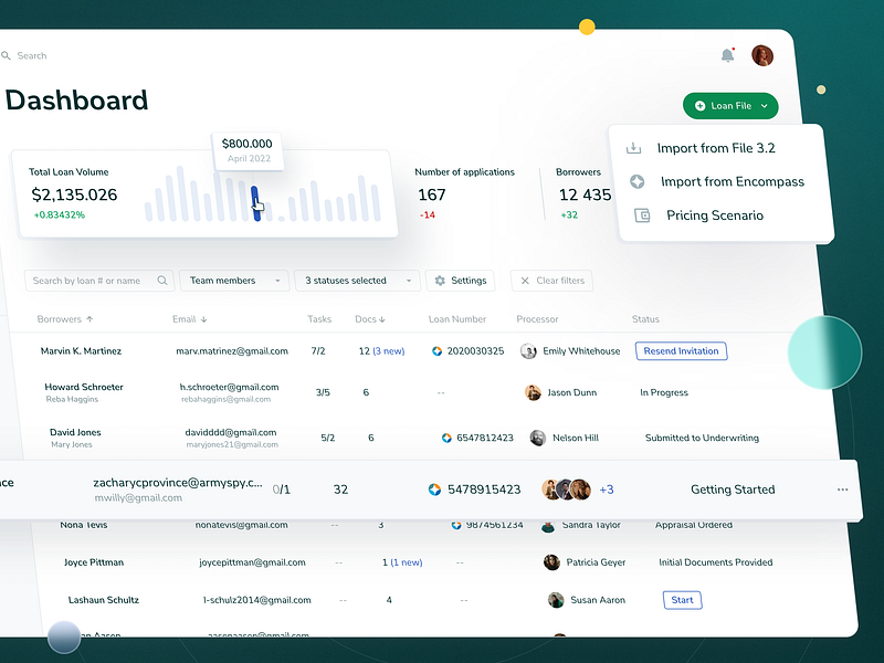 Mortgage FinTech Platform Design app design application components design crm dashboard design library figma lender loan los mortgage ui uiux user interface user research ux web design wireframes