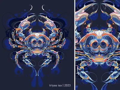 cancer animal animal illustration artstyle cancer zodiac colorful crab design illustration portrait unique vector vectorart zodiac