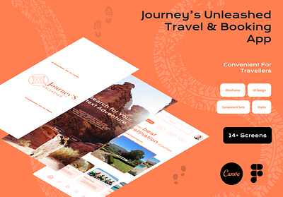 Journey's Unleashed Travel App booking hotel orange travel ui