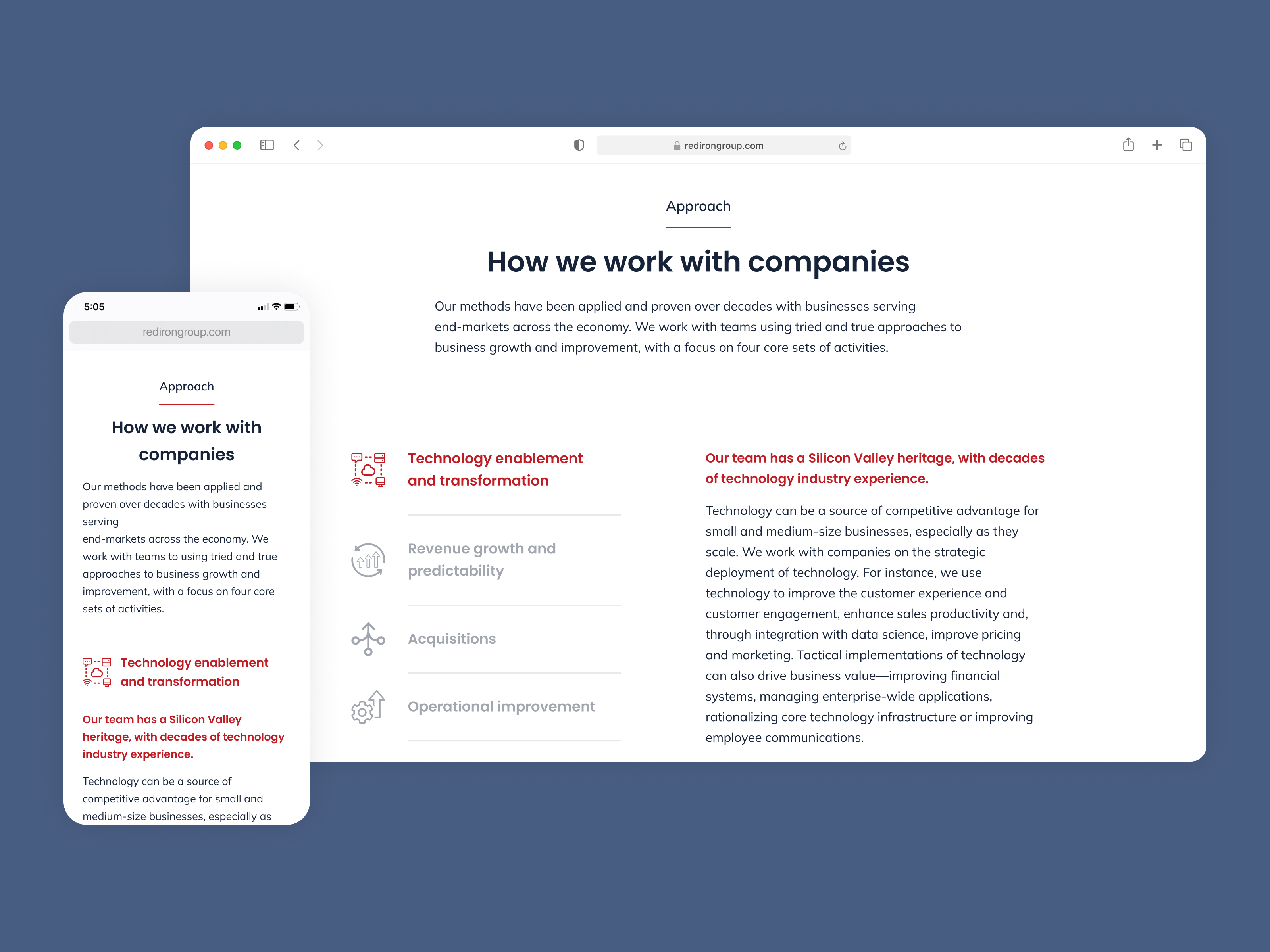 Red iron group,  UI design by Osvaldo Martinez on Dribbble