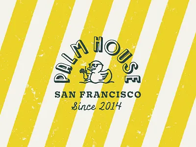 Palm House Update bar brand branding cafe cocktail design graphic design grunge lettering logo palm restaurant rubber duck surf tropical vintage yellow