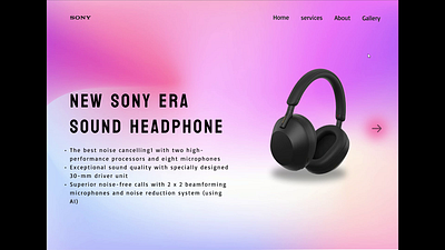 Landing page for headphone. ui/ux designer. 2d 3d animation banner branding design graphic design illustration login page logo motion graphics sinup page typography ui web landing page web login page