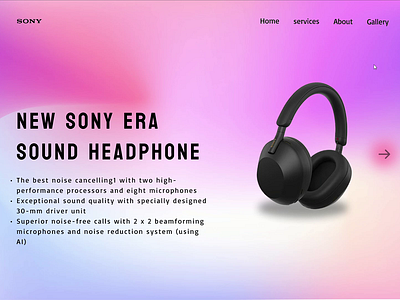 Landing page for headphone. ui/ux designer. 2d 3d animation banner branding design graphic design illustration login page logo motion graphics sinup page typography ui web landing page web login page