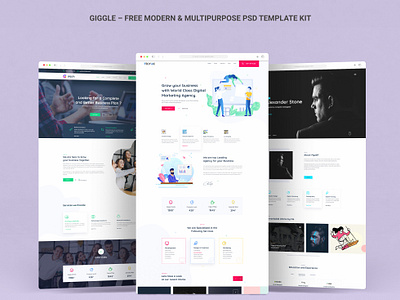 Giggle – Free Modern & Multipurpose PSD Template Kit design freebie kit multipurpose psd saas template ui