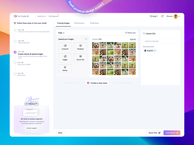 No Code AI Training Model Design ai design ai model design artificial intellegence dashboard dashboard design design minimal design minuiux no code ai no code ai design product design training model ui upwork user experience ux