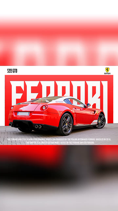 Ferrari 599 GTO Poster design car poster clean design graphic design photoshop poster design