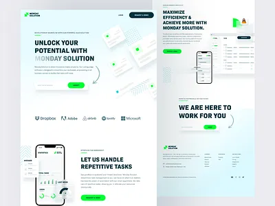 Monday Solution - SaaS Landing Page dashboard home page landing page one page saas software ui ui landing page