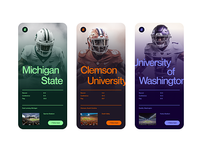 ESPN App Exploration app clean design espn football green minimal modern orange product design purple sports ui ux