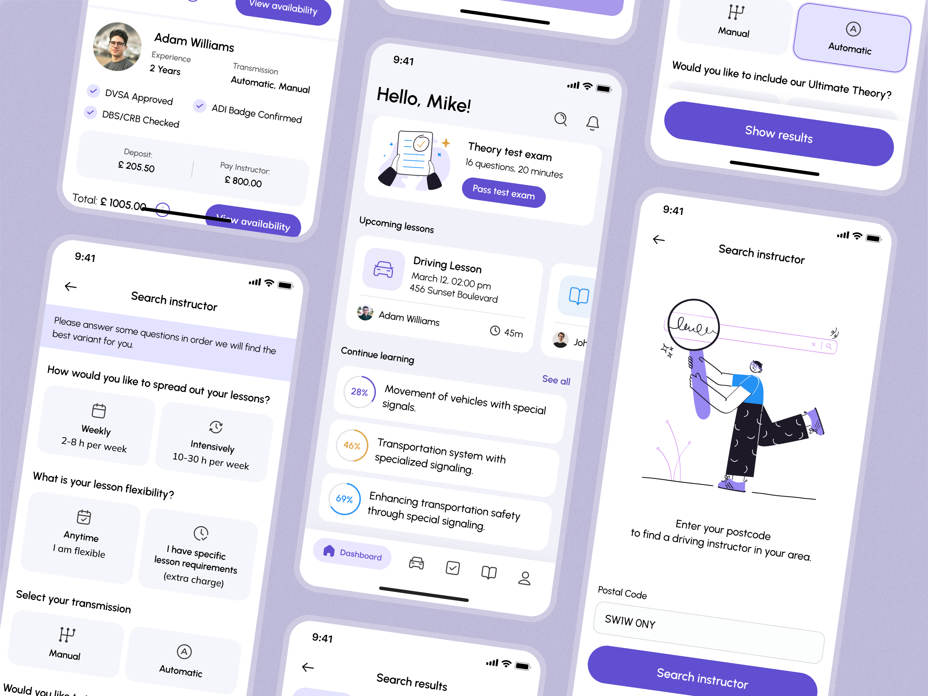 Driving School - Mobile App (Concept) clean design clean ui design interface mobile app ui ux