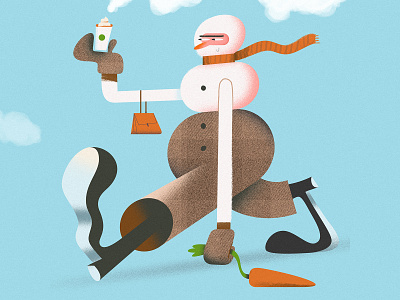 I'ma Snowman busy caffee carrot character design christmas funny kids illustration latte orange snowman starbucks winter work