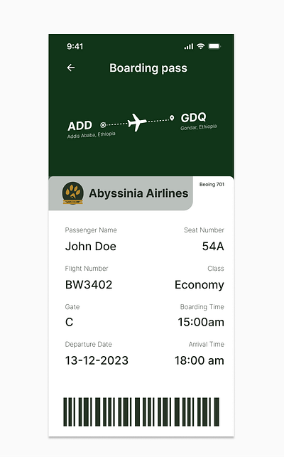 Dailyui 024 Boarding Pass ui