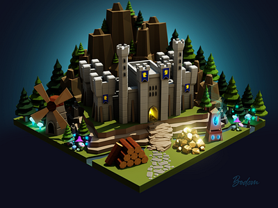 Homm3 Castle in low poly 3d adobe blender blender3d cartoon castle cute diorama fantasy gameart gaming graphic design heroes homm3 isometric lowpoly medieval photoshop rpg stylized