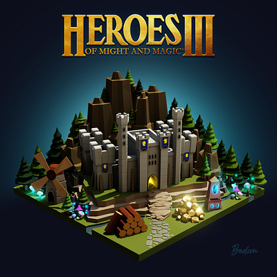 Homm3 Castle in low poly 3d adobe blender blender3d cartoon castle cute diorama fantasy gameart gaming graphic design heroes homm3 isometric lowpoly medieval photoshop rpg stylized