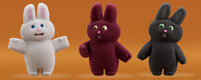 Bunnies (✿◠‿◠) 🐇🐇🐇! 3dmodeling bunny character design characterdesign cinema4d redshift