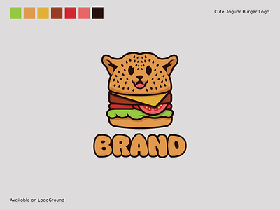 Cute Jaguar Burger Logo branding burger cute food logo hamburger illustration jaguar logo logofolio logos mascot logo modern logo