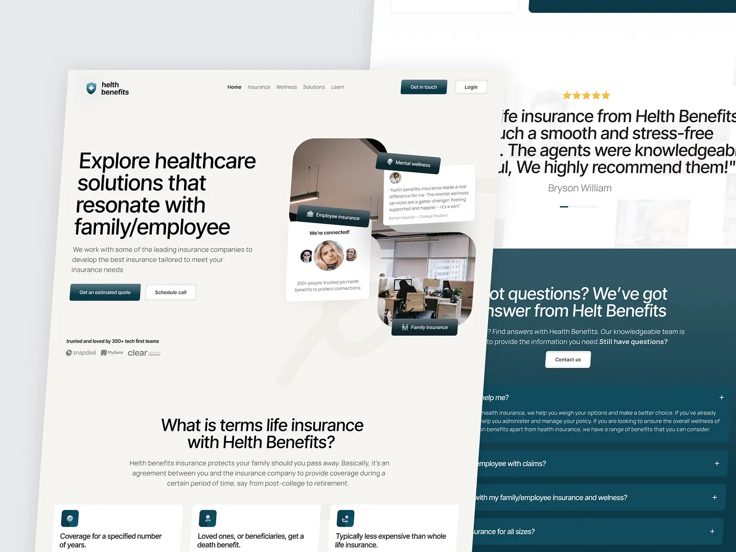 Innovative Insurance Website Design for Health Benefits