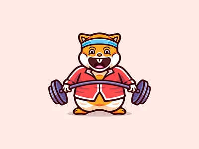 Hamster Fitness Cartoon mascot character illustration cartoon character cute fitness hamster health illustration mascot sport vector workout