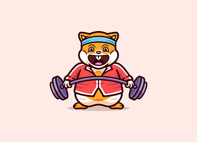 Hamster Fitness Cartoon mascot character illustration cartoon character cute fitness hamster health illustration mascot sport vector workout