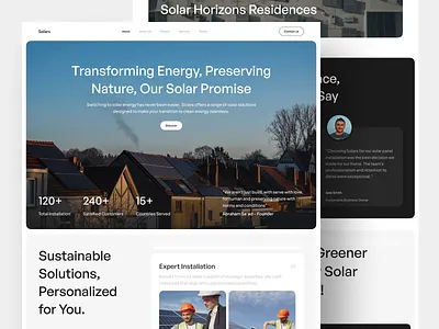 Solars - Solar Panel Company Landing Page banner clean company profile corporate design hero section home landing page magika panel power renewable energy solar solar energy solar panel solar power testimonial uidesign web design website design