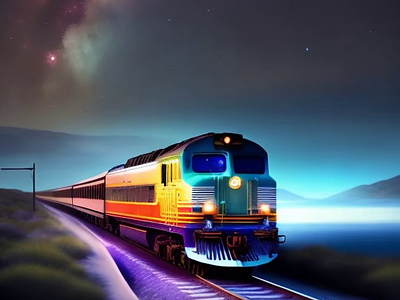 Nighttime Train 3d ai animation graphic design motion graphics ui