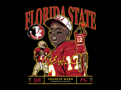 Charlie Ward illustration basketball charlie ward college florida state football heisman quarterback