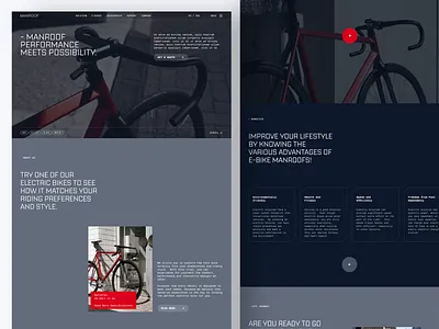 Manroof - Bicycle Electric Landing Page bike clean design electric modern modernstyle site space style ui uidesign userinterface web web design website